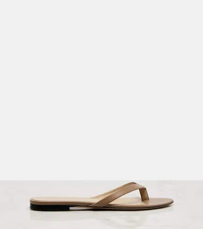 The Row Sacha Leather Thong Sandals In Brown