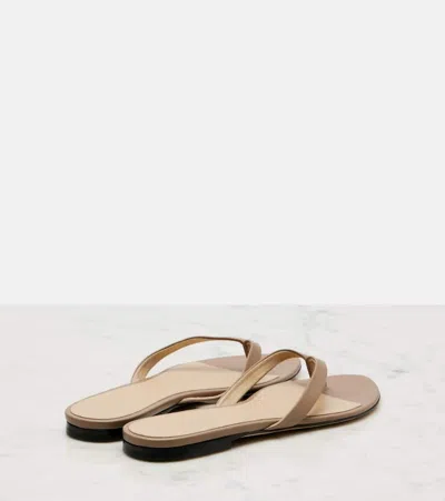 The Row Sacha Leather Thong Sandals In Brown