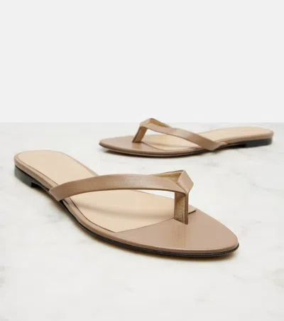 The Row Sacha Leather Thong Sandals In Brown