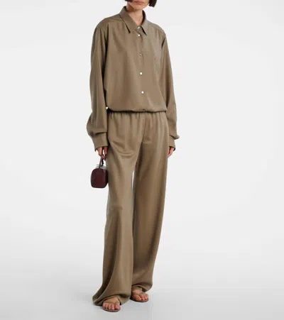 The Row Sacha Leather Thong Sandals In Brown