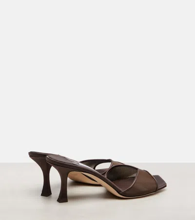 Jimmy Choo Skye 70 Mesh Mules In Brown