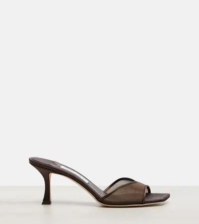 Jimmy Choo Skye 70 Mesh Mules In Brown