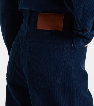 Victoria Beckham High-rise Cotton Corduroy Straight Pants In Blue