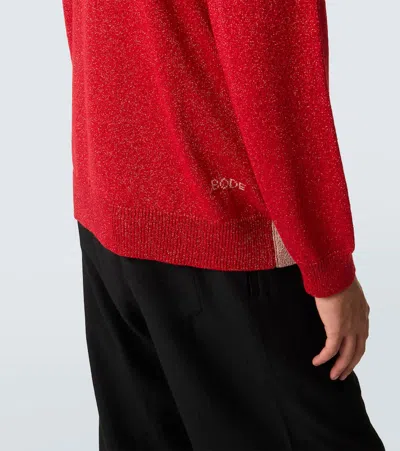 Bode Long-sleeved Knitted Cardigan In Red