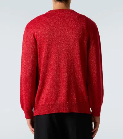 Bode Long-sleeved Knitted Cardigan In Red