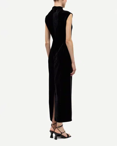 Samsoe & Samsoe Womens Sakalani Sleeveless Velvet Midi Dress Black In Black