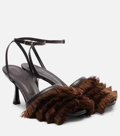 Christopher Esber Castanet Fringed Leather Sandals In Brown