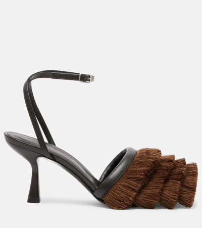 Christopher Esber Castanet Fringed Leather Sandals In Brown