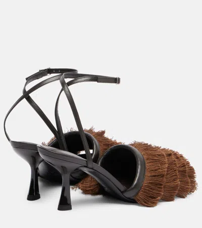 Christopher Esber Castanet Fringed Leather Sandals In Brown