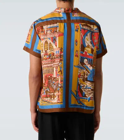 Bode Manhattan Island Camp-collar Printed Silk-satin Shirt In Multi