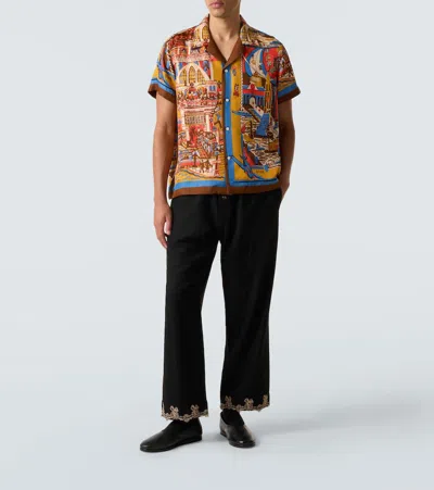 Bode Manhattan Island Camp-collar Printed Silk-satin Shirt In Multi