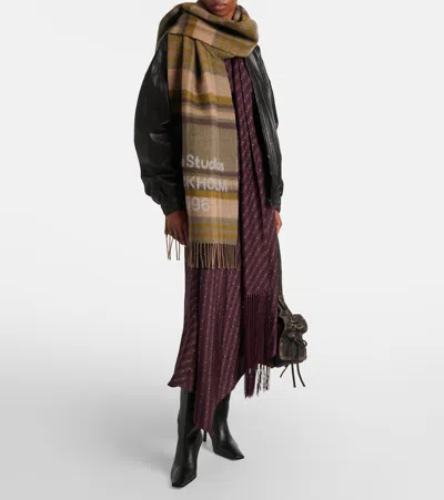 LOGO格纹羊毛围巾