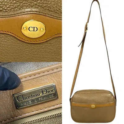 Pre-owned Dior Christian  Beige Brown Leather Pochette Shoulder Bag ()