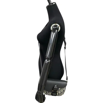 Pre-owned Dior Christian  Black Gray Leather Canvas Pochette Shoulder Bag ()