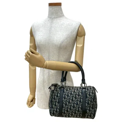 Pre-owned Dior Christian  Black Canvas Leather Boston Bag Handbag ()