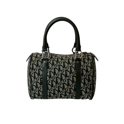 Pre-owned Dior Christian  Black Canvas Leather Boston Bag Handbag ()