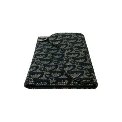 Pre-owned Dior Christian  Black Canvas Leather Long Wallet (tri-fold) ()