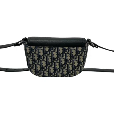 Pre-owned Dior Christian  Black Gray Leather Canvas Pochette Shoulder Bag ()