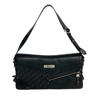 Pre-owned Dior Christian  Black Leather Canvas Handbag Shoulder Bag ()