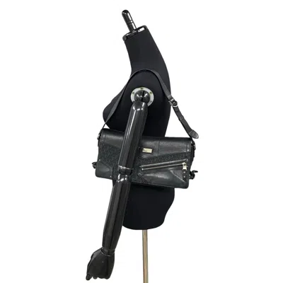 Pre-owned Dior Christian  Black Leather Canvas Handbag Shoulder Bag ()
