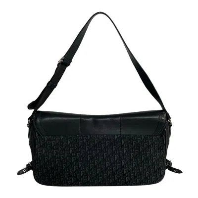 Pre-owned Dior Christian  Black Leather Canvas Handbag Shoulder Bag ()