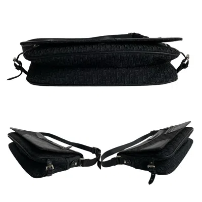 Pre-owned Dior Christian  Black Leather Canvas Handbag Shoulder Bag ()