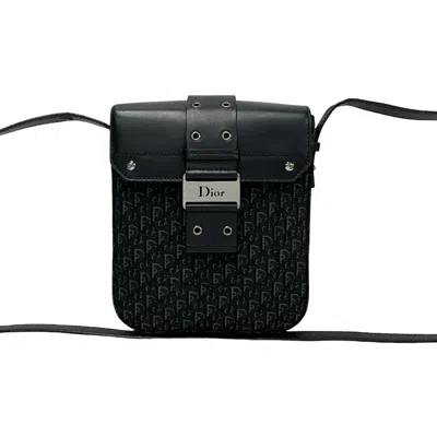Pre-owned Dior Christian  Black Leather Canvas Shoulder Bag ()