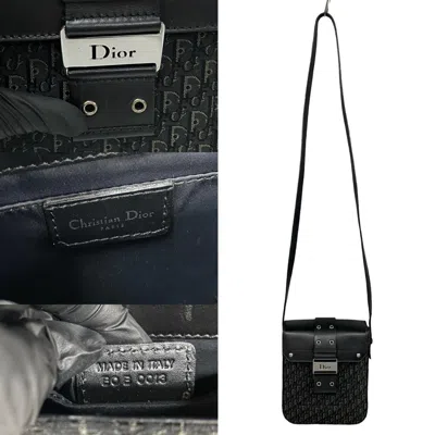 Pre-owned Dior Christian  Black Leather Canvas Shoulder Bag ()