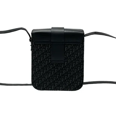 Pre-owned Dior Christian  Black Leather Canvas Shoulder Bag ()