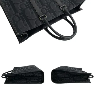 Pre-owned Dior Christian  Black Leather Canvas Tote Bag ()