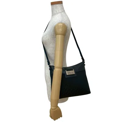 Pre-owned Dior Christian  Black Navy Leather Canvas Shoulder Bag ()