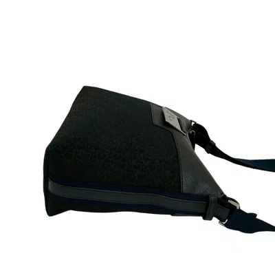 Pre-owned Dior Christian  Black Navy Leather Canvas Shoulder Bag ()