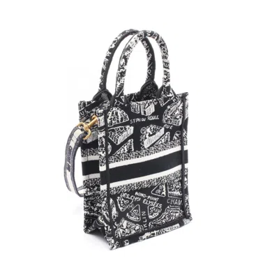 Pre-owned Dior Christian  Black White Canvas Handbag Tote Bag ()