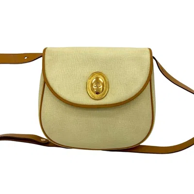 Pre-owned Dior Christian  Brown White Leather Pochette Shoulder Bag ()