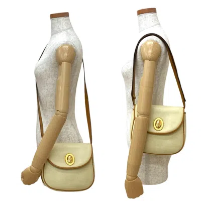 Pre-owned Dior Christian  Brown White Leather Pochette Shoulder Bag ()