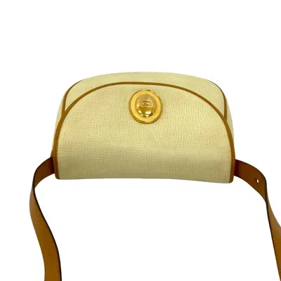 Pre-owned Dior Christian  Brown White Leather Pochette Shoulder Bag ()