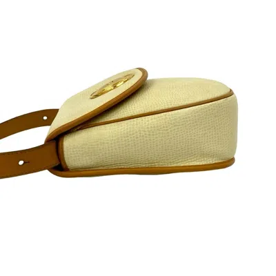 Pre-owned Dior Christian  Brown White Leather Pochette Shoulder Bag ()
