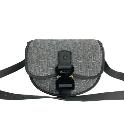 Pre-owned Dior Christian  Gray Canvas Leather Shoulder Bag ()