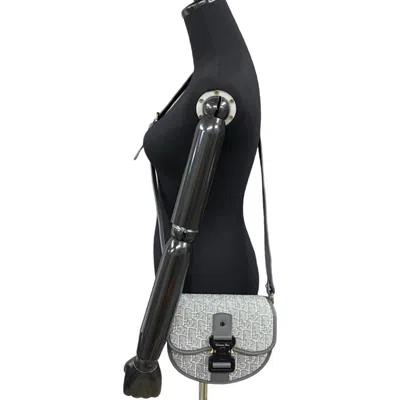 Pre-owned Dior Christian  Gray Canvas Leather Shoulder Bag ()