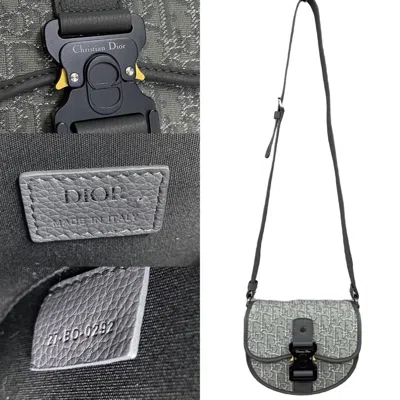 Pre-owned Dior Christian  Gray Canvas Leather Shoulder Bag ()