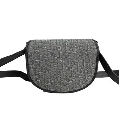 Pre-owned Dior Christian  Gray Canvas Leather Shoulder Bag ()