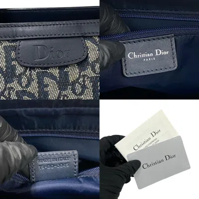 Pre-owned Dior Christian  Navy Canvas Leather Handbag Tote Bag ()