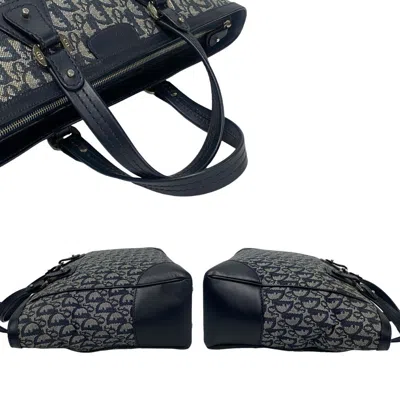Pre-owned Dior Christian  Navy Canvas Leather Handbag Tote Bag ()