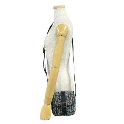 Pre-owned Dior Christian  Navy Leather Canvas Pochette Shoulder Bag ()