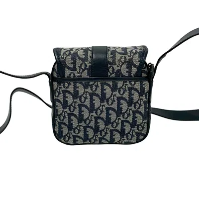 Pre-owned Dior Christian  Navy Leather Canvas Pochette Shoulder Bag ()