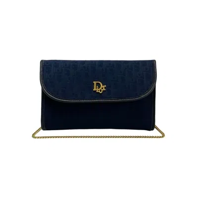 Pre-owned Dior Christian  Navy Leather Canvas Shoulder Bag ()