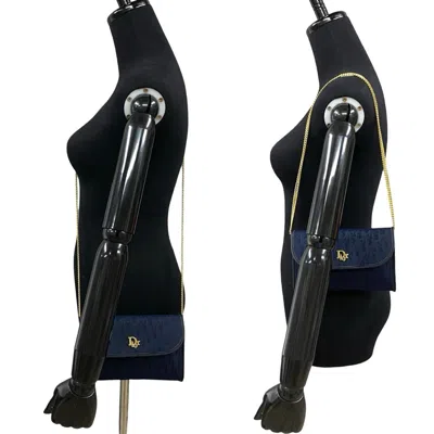 Pre-owned Dior Christian  Navy Leather Canvas Shoulder Bag ()