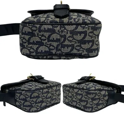 Pre-owned Dior Christian  Navy Leather Canvas Pochette Shoulder Bag ()
