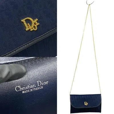 Pre-owned Dior Christian  Navy Leather Canvas Shoulder Bag ()