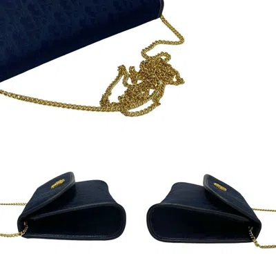 Pre-owned Dior Christian  Navy Leather Canvas Shoulder Bag ()